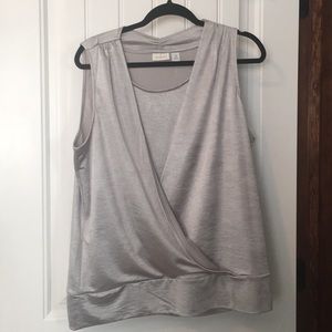 Chico’s size 3 (XL/16) grey glisten surplice tank.